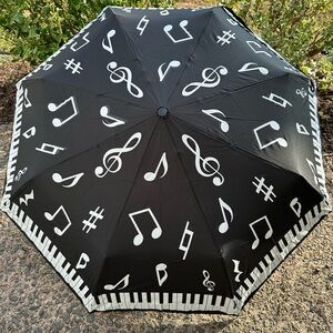 Black Umbrella with Musical Notes - NEW